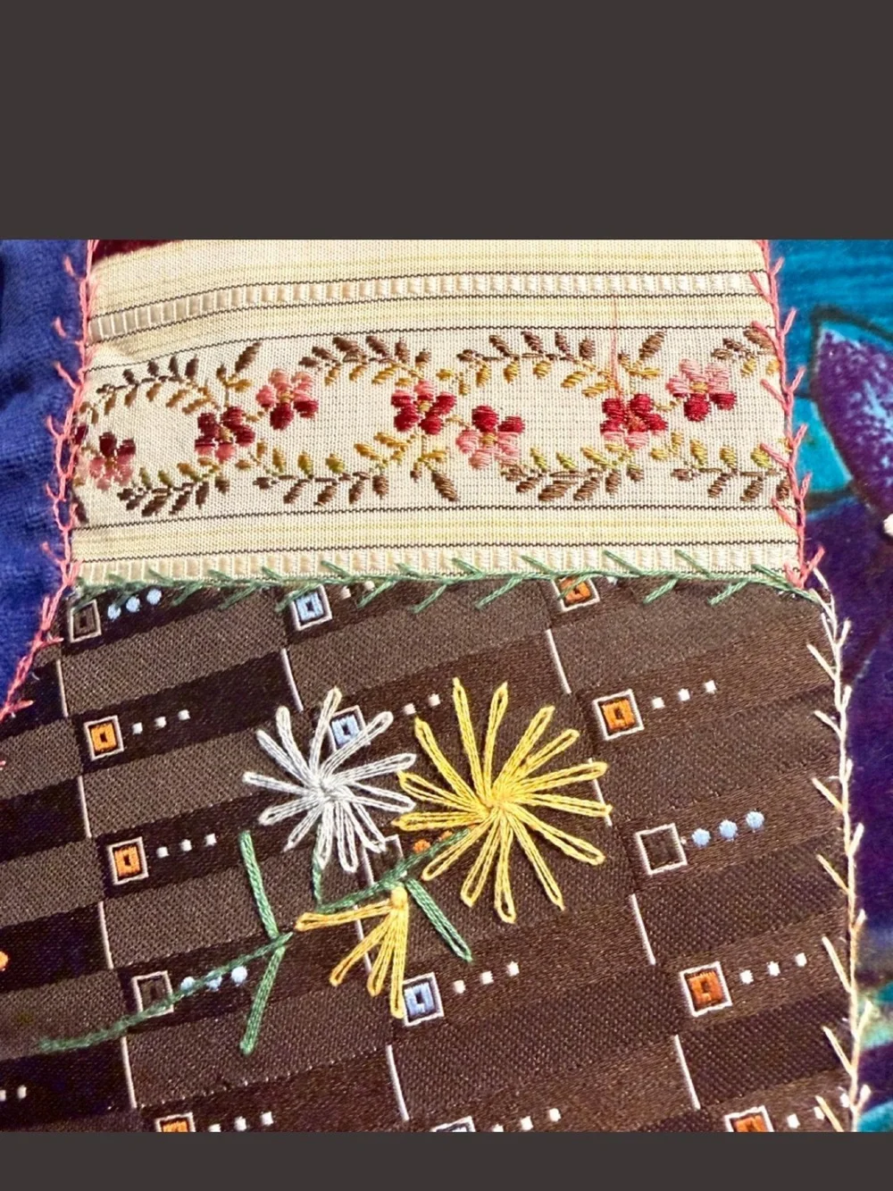 Handmade Vintage Crazy Quilt Patchwork Decor Throw Pillow
